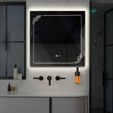 LED Spiegel Quadratisch | Touch-Schalter | Anti-Beschlag-Funktion | Neutralweißes Licht - Reyze Seria Good Vibes Model 1